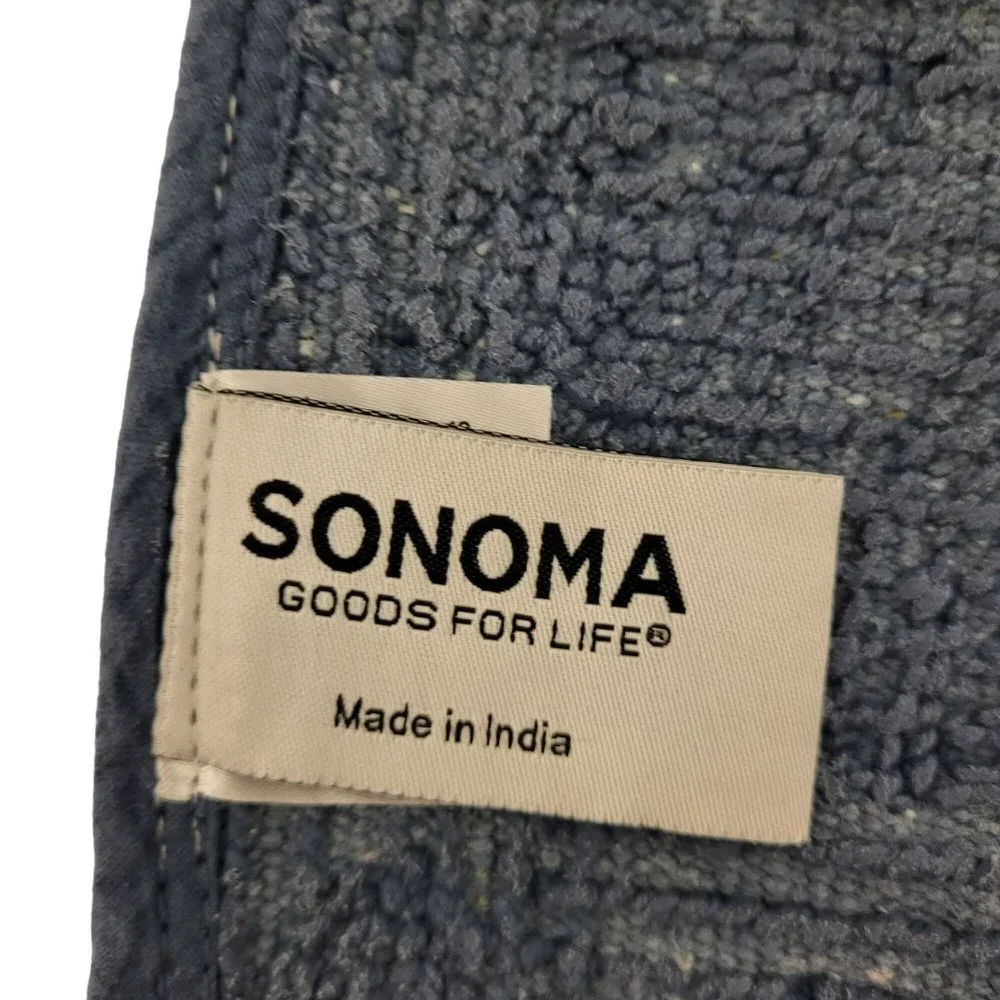 Sonoma Goods For Life Quinn Collection Bath Rug Navy Blue Paisley Inlay Pattern